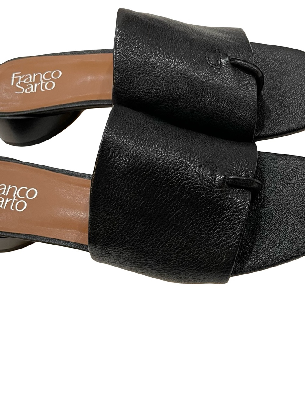 Franco Sarto Black Leather Slide Mules, Size 8.5